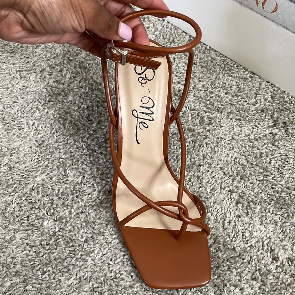 So Me Women's Tan Strappy Heels
